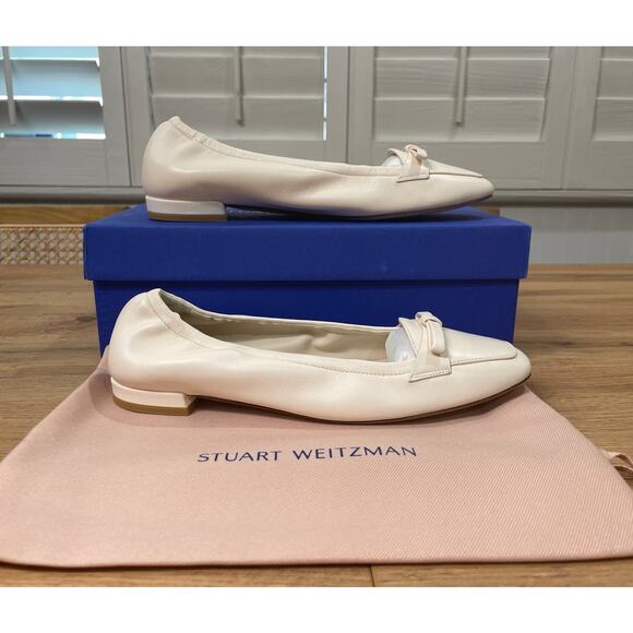 Stuart Weitzman Tully Loafer Seashell Lacquered Nappa Size 6.5 NIB Ballet Flat - Picture 3 of 14